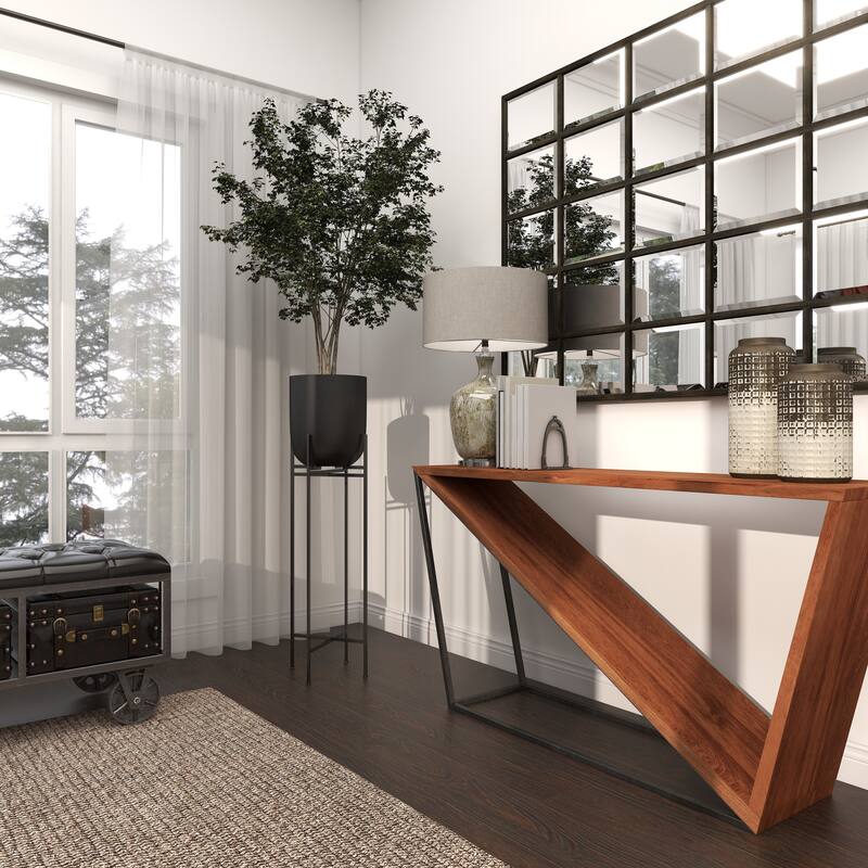 Metal Indoor Outdoor Planter with Removable Stand - Black - Roche River Decor