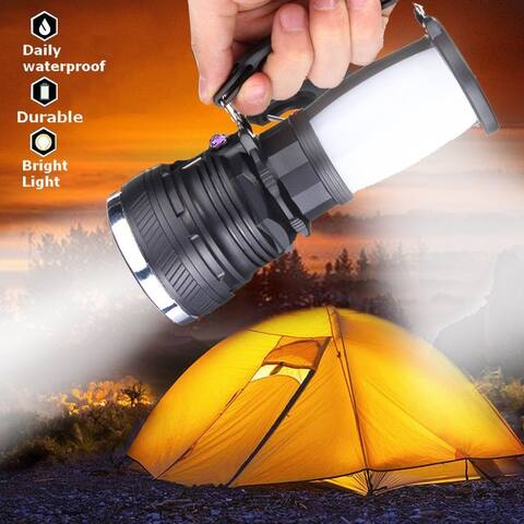 Solar Power Rechargeable Battery LED Flashlight Camping Tent Light Lantern Lamp