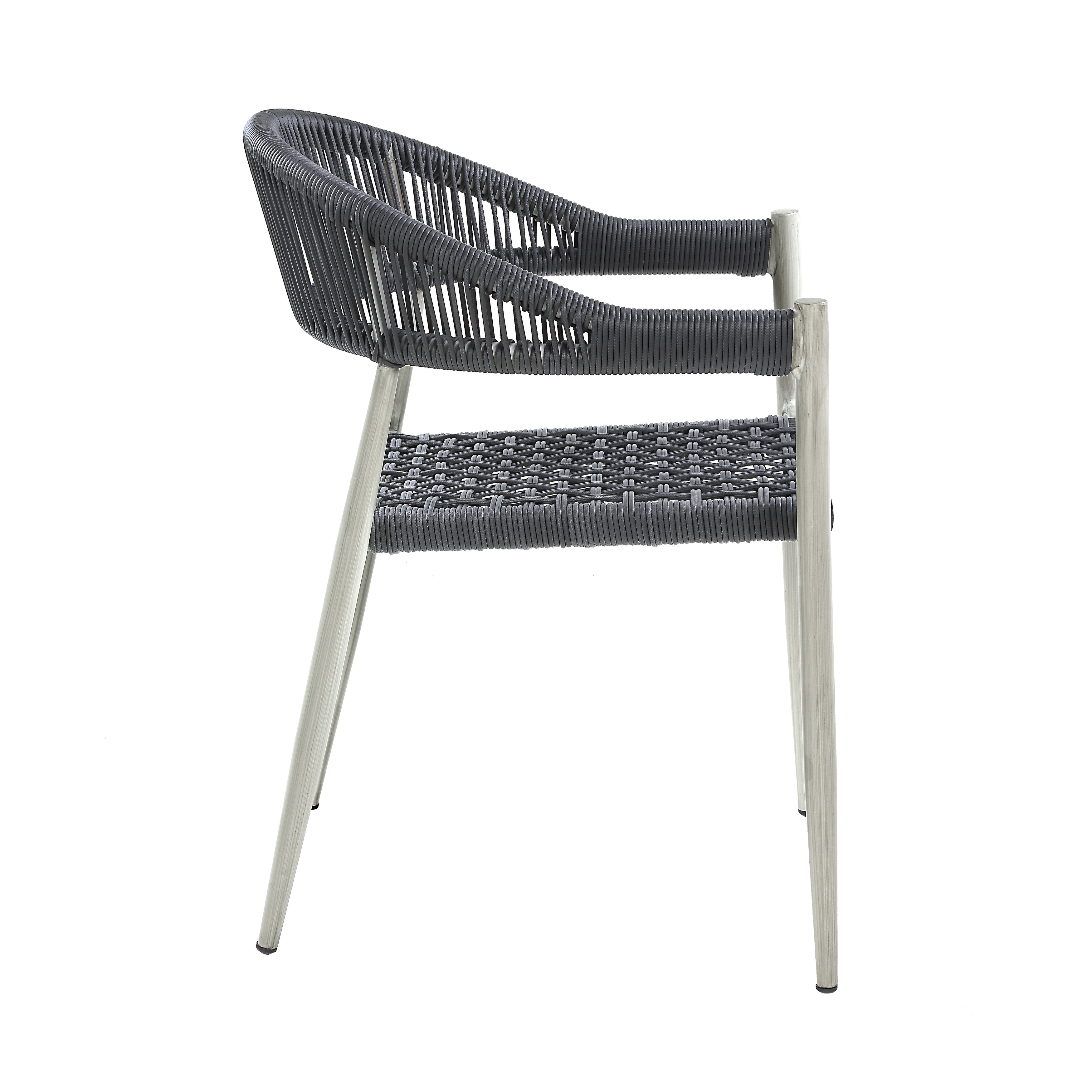 Holcomb Modern Wicker Rope Curved Patio Dining Arm Chair by - Picture 8 of 30
