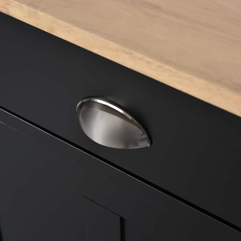 Drop Leaf Kitchen Island with Wheels/Wood Legs, Black