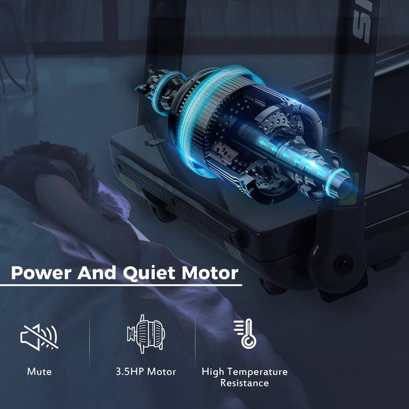 3.5HP Quiet Folding Electric Treadmill Jogging Walking Portable Treadmill with 12 Programs, LED Display, USB Charging, App