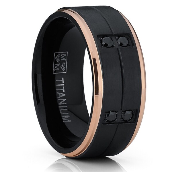 Oliveti Black and RoseGold Titanium Wedding Band Comfort Fit Ring 8mm. Opens flyout.
