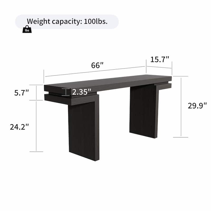 66in Extra Wide Real Wood Veneered Console Table