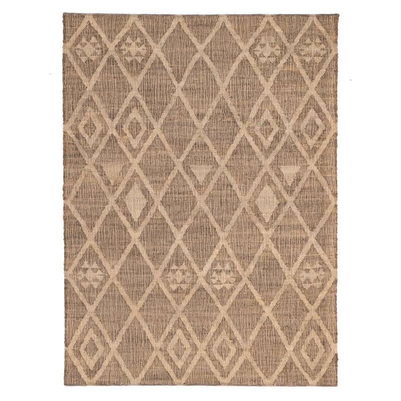 ECARPETGALLERY Flat-Weave Palas Denizli Taupe Jute Kilim - 5'6 x 7'5