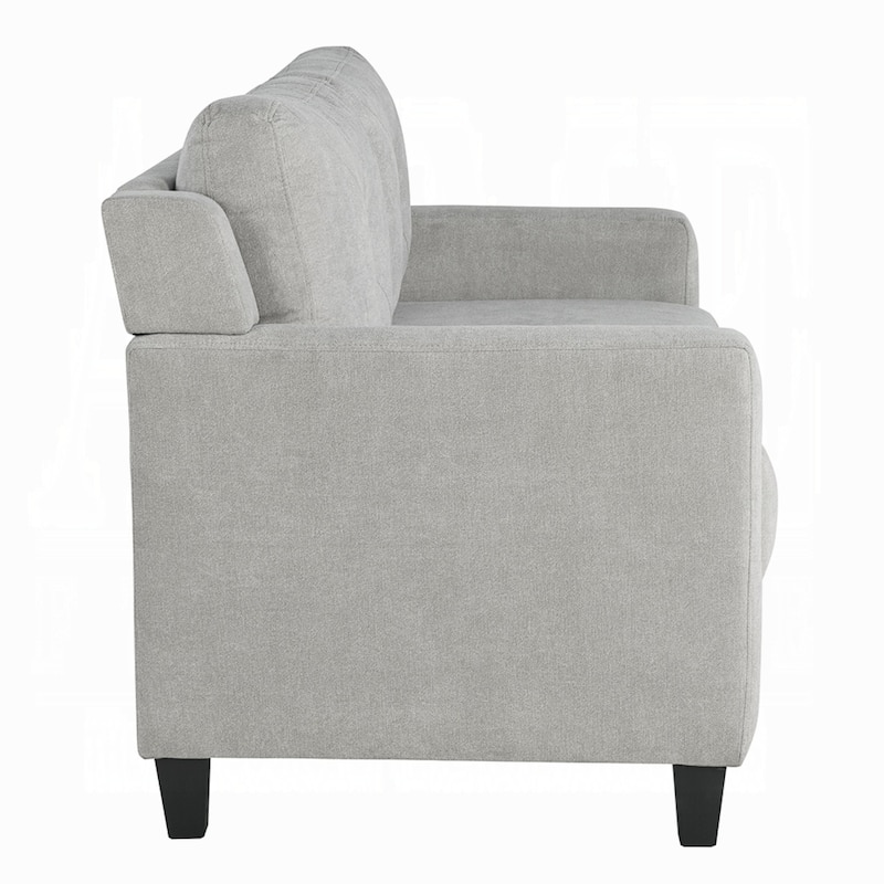 Royi Loveseat, Track Armrest, 58 Inch, Gray Fabric w Tufted Backrest