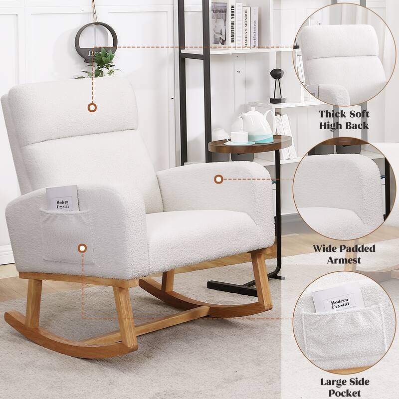 HOMYKA 28" Wide Rocking Chair for Nursery with Solid Wood Leg