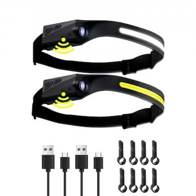 2 Pieces 350 lumens Rechargeable Headlamp with Adjustable Elastic Headband Suitable for Adults or Kids - 4.7"D x 3.1"W x 2.1"H