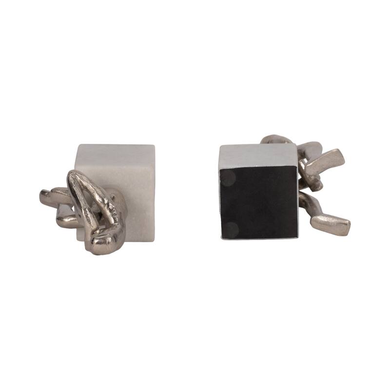 Sagebrook Home Modern Abstract Human Figurine Bookends Set of 2 Made of Marble Stone Metal and Aluminum Sculptural