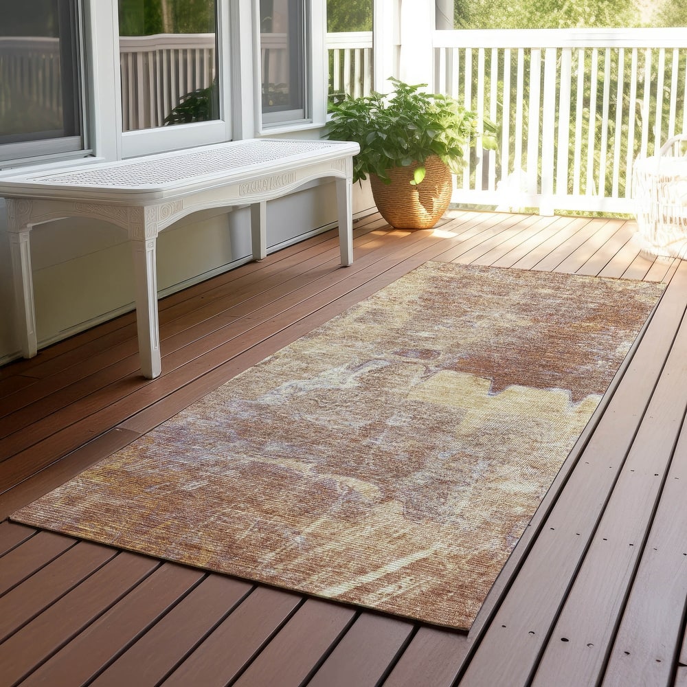 Machine Washable Indoor/ Outdoor Abstract Modern Chantille Rug