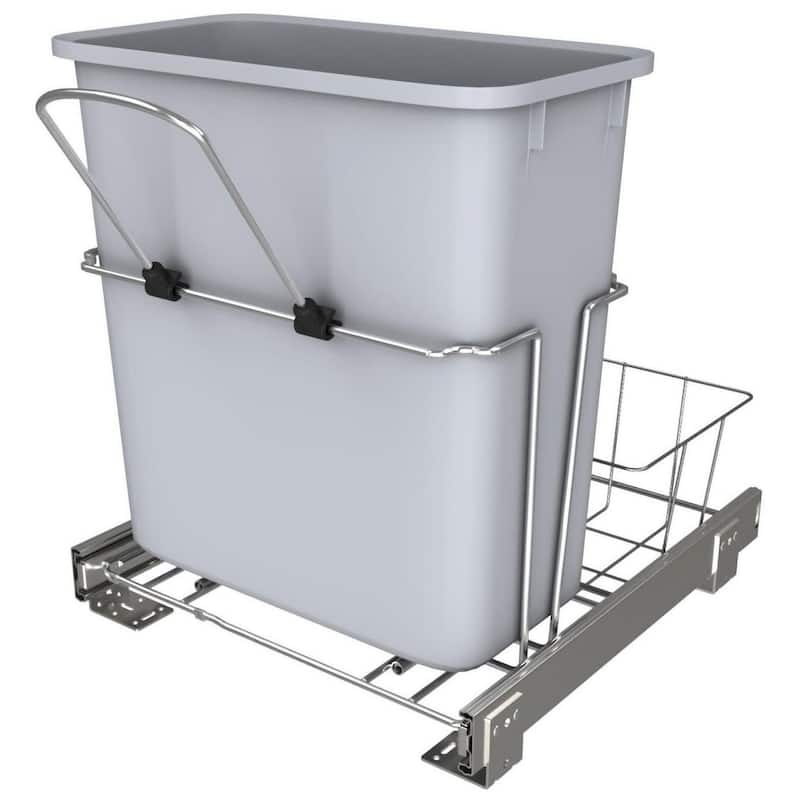 Rev-A-Shelf RUKD Series Bottom Mount Single Bin Trash Can - 20 Quart - Gray