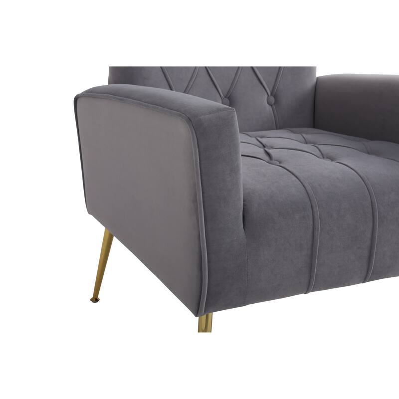 Gray 31.5" Velvet Button Tufted Arm Chair
