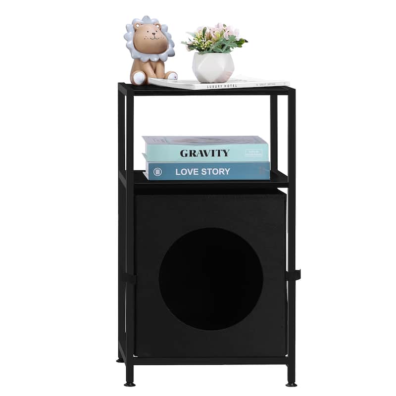 Hidden Cats House End Table with Storage Shelf