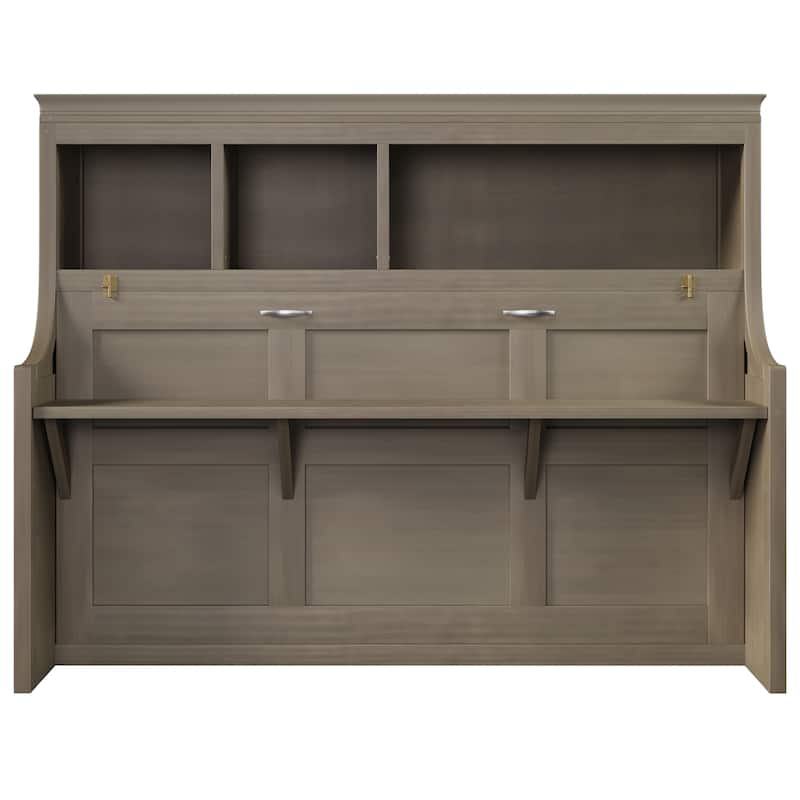 Murphy Bed with Desk Open Storage Shelves Twin Size