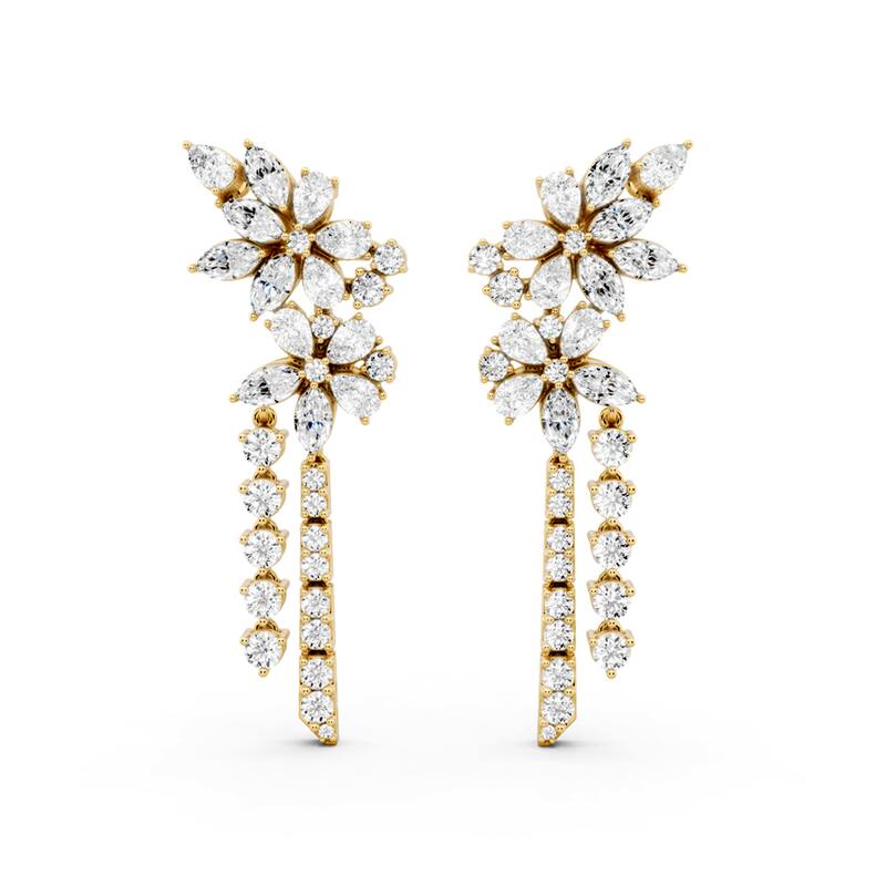 Auriya 14k Gold 4 1/5ctw Lab Grown Diamond Dangle Earrings (E-F VS) - Yellow