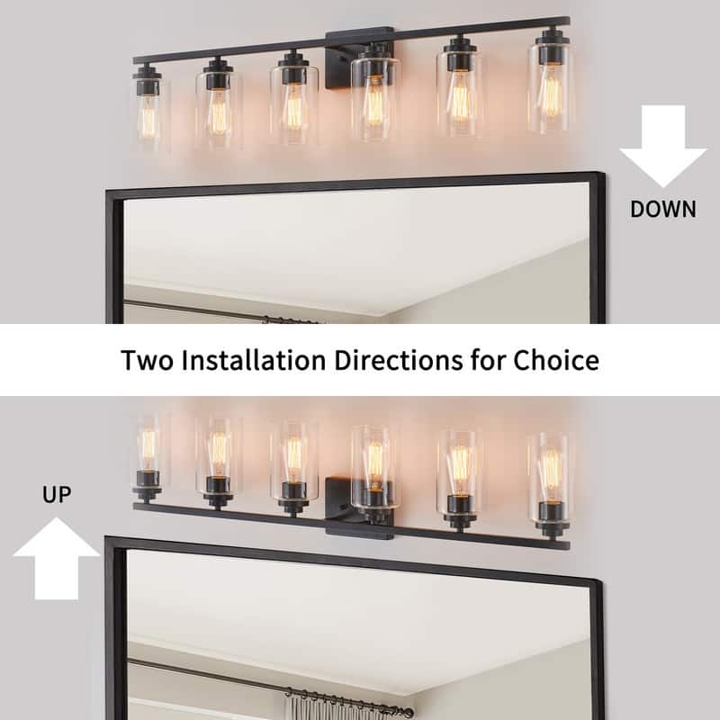 KAWOTI Rive 43" 6-Light Modern Bathroom Vanity Light with Clear Glass