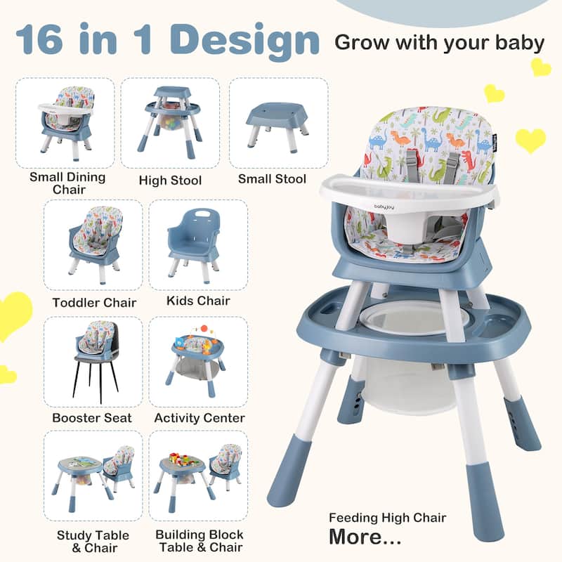 Gymax 16-in-1 Baby High Chair w/ Activity Center Booster Seat Building