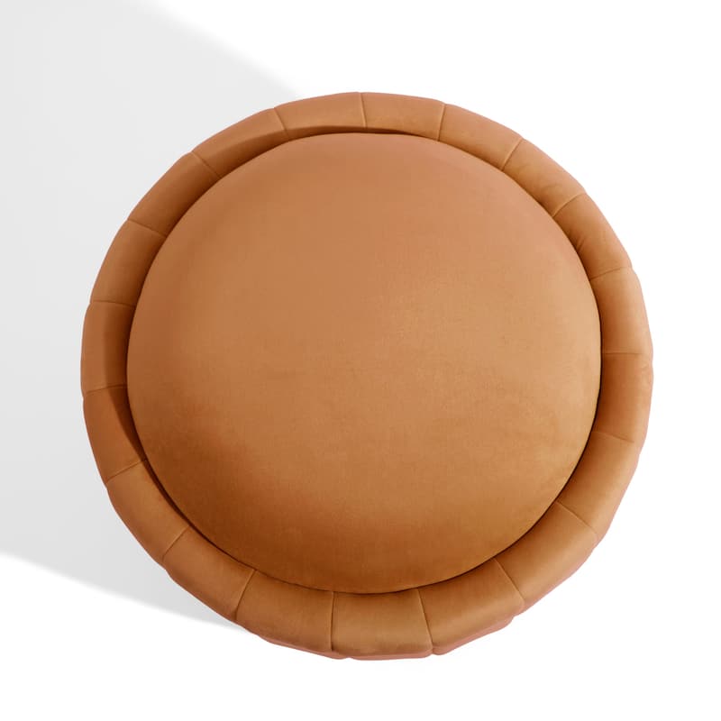 29" Modern Velvet Round Storage Ottoman