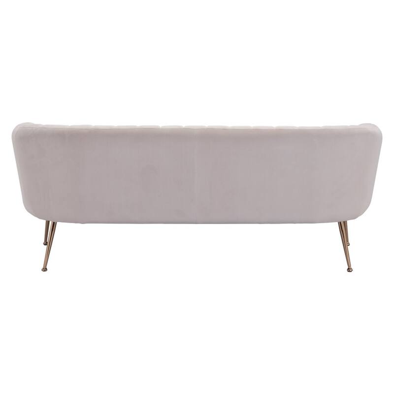 HomeRoots 70" Beige Velvet Sofa With Gold Legs