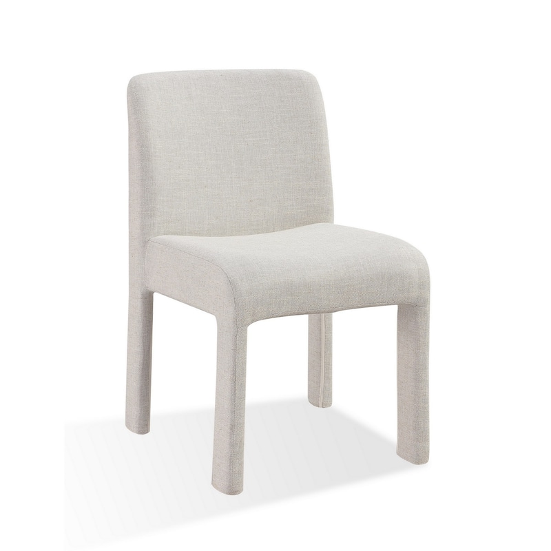 Zame 19 Inch Dining Chair, Fully Upholstered, Soft White Linen Fabric