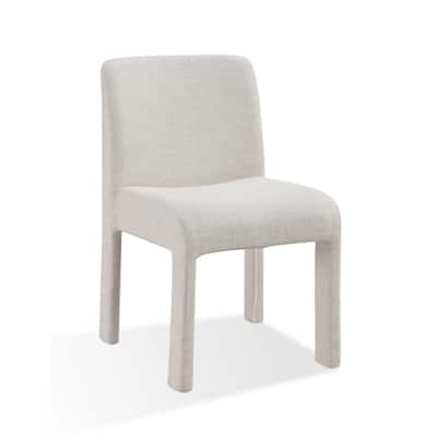 Zame 19 Inch Dining Chair, Fully Upholstered, Soft White Linen Fabric