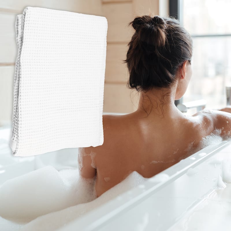 1Pcs Waffle Weave Pattern Soft Absorbent Cotton, Bath Towel, Classic Design, 140x70cm 55.12"x27.56" - White