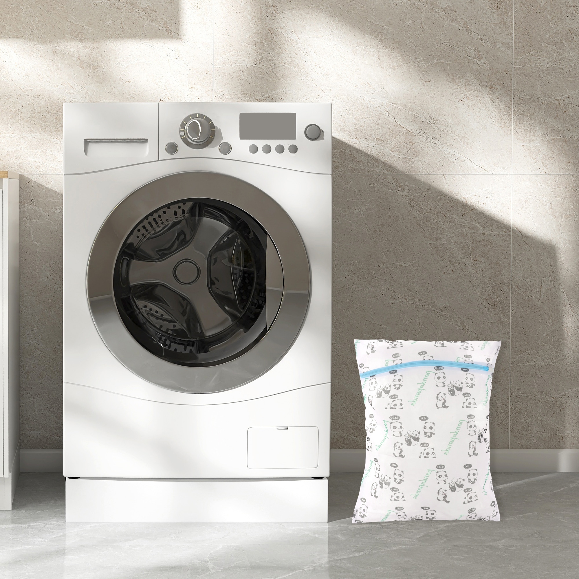Panda Pattern Laundry Bags for Laundry Room White Black 1 Pc - White Black