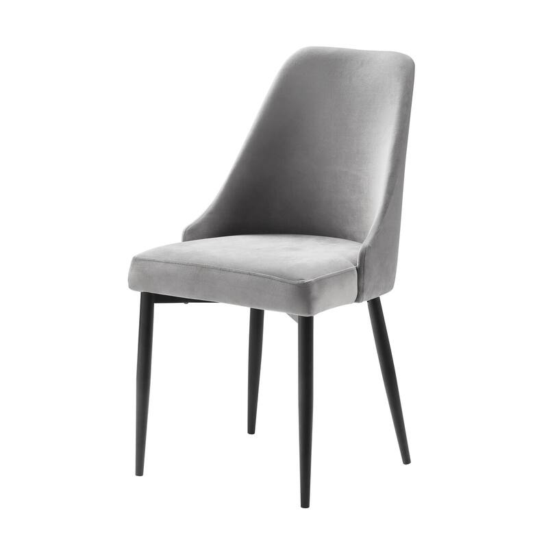 Black/Gray Velvet Upholstered Metal Frame Dining Chair, Set of 2, Sturdy Dining Chair for Dining Rooms - 17.5