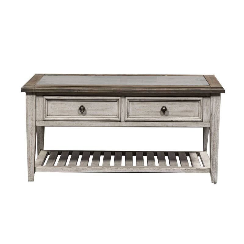 Heartland Antique White Tobacco Rect Ceiling Tile Cocktail Table