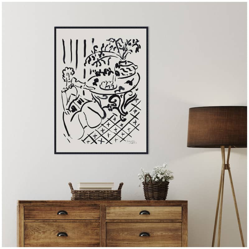 Kate and Laurel Fille assise a table 1947 Henri Matisse by Nostalgia Prints Framed Canvas Wall Art Print