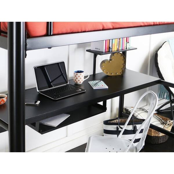 Shop Offex Premium Metal Full Size Loft Bed With Wood Workstation
