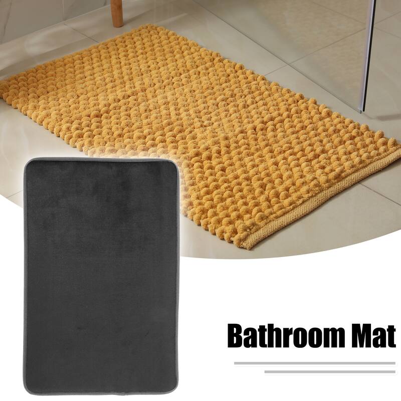 Solid Color Pattern Bathroom Rugs, Polyester Bath Mat, Machine Washable 80x50cm - Black