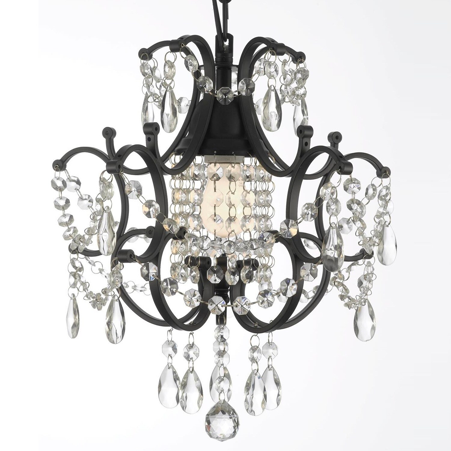 Wrought Iron Crystal Chandelier H14 x W11 Swag Plug In - Chandeliers For Bedrooms by Overstock.com