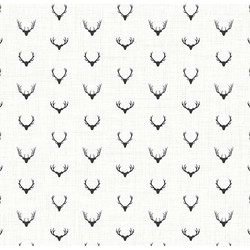 Seabrook Designs Anchorage Antlers Unpasted Wallpaper - 20.5 in. W x 33 ft. L - 20.5 in. W x 33 ft. L - Onyx