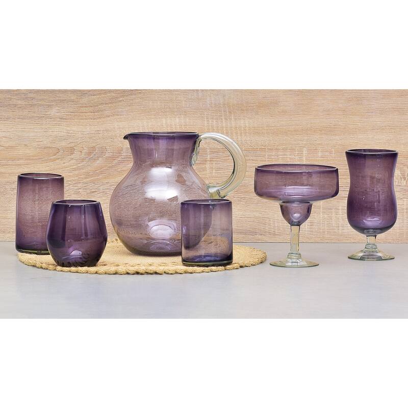 10 Strawberry Street Morado Handblown Mexican Glassware, Sets of 4