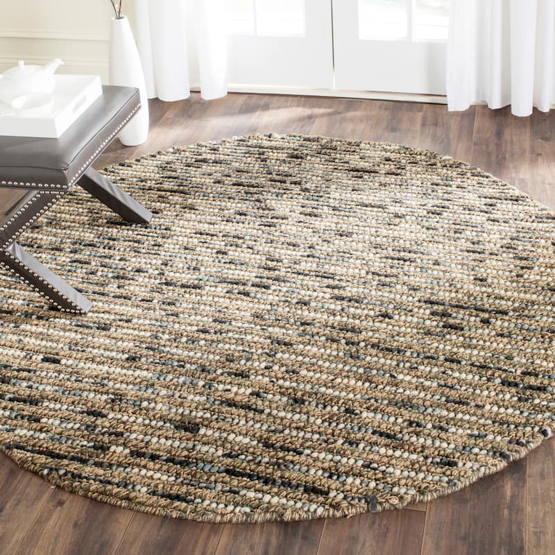 SAFAVIEH Handmade Bohemian Jelisava Jute & Wool Area Rug - 6' Round - Blue/Multi