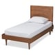 preview thumbnail 1 of 8, Hiro Mid-Century Modern Walnut Finished Wood Twin Size Platform Bed Walnut