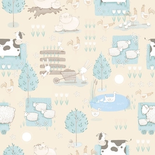 Galerie Wallcoverings Tiny Tots 2 Farmland Animals Non-woven Matte Wallpaper Roll