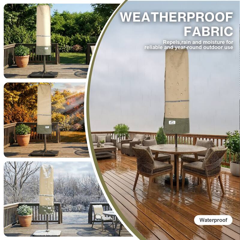 Aoodor Heavy Duty Patio Umbrella Cover for 8-11ft Double-Sided Umbrella