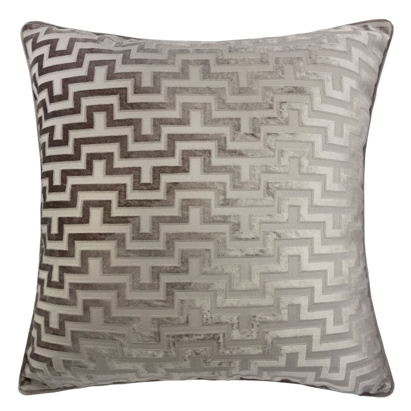 Homey Cozy Heavy Cut Velvet Throw Pillow Cover & Insert ( Set of 2 ) - Grey