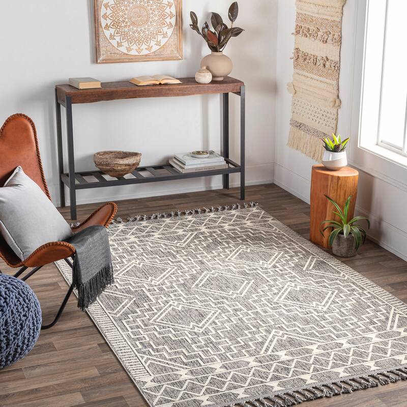 Livabliss Palermo Global Geometric Area Rug - 7'10" x 10' - Grey/Cream