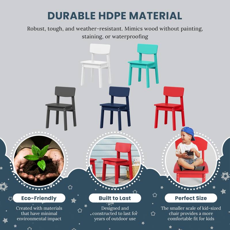Polytrends Modern Mini Kids Outdoor Dining Chair (Set of 2)