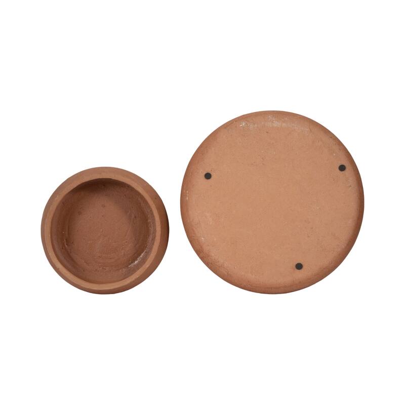 Decorative Round Crackle Terracotta Bowl - Set of 2 - 14", 10" - 14.0"