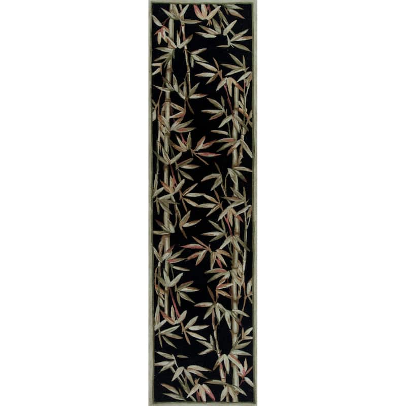 Domani Classics Hand-tufted Wool Bamboo Shoot Area Rug - 2'6" x 10' Runner - Black