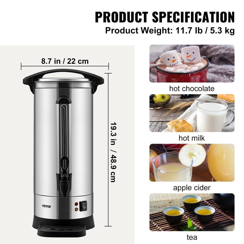 Anmytek 110 Cup Heavy Duty Commercial Grade Stainless Steel Coffee Urn Fast Brewing Keep Warm Dispenser