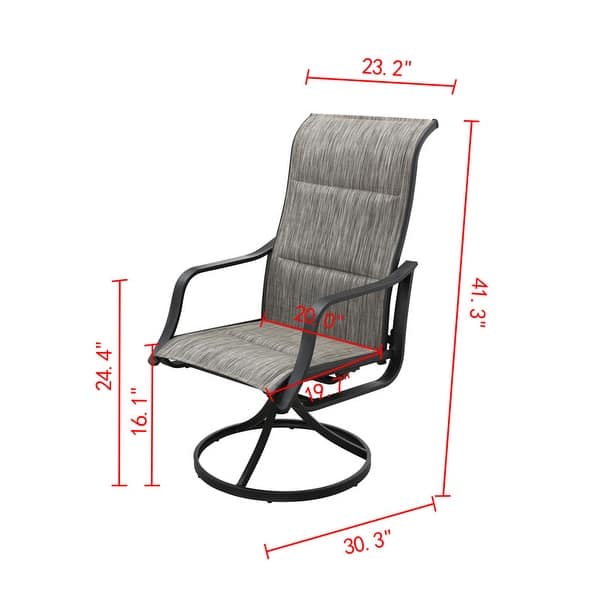 dimension image slide 0 of 3, PATIO FESTIVAL Outdoor Swivel Metal Dining Chair (2-Pack)