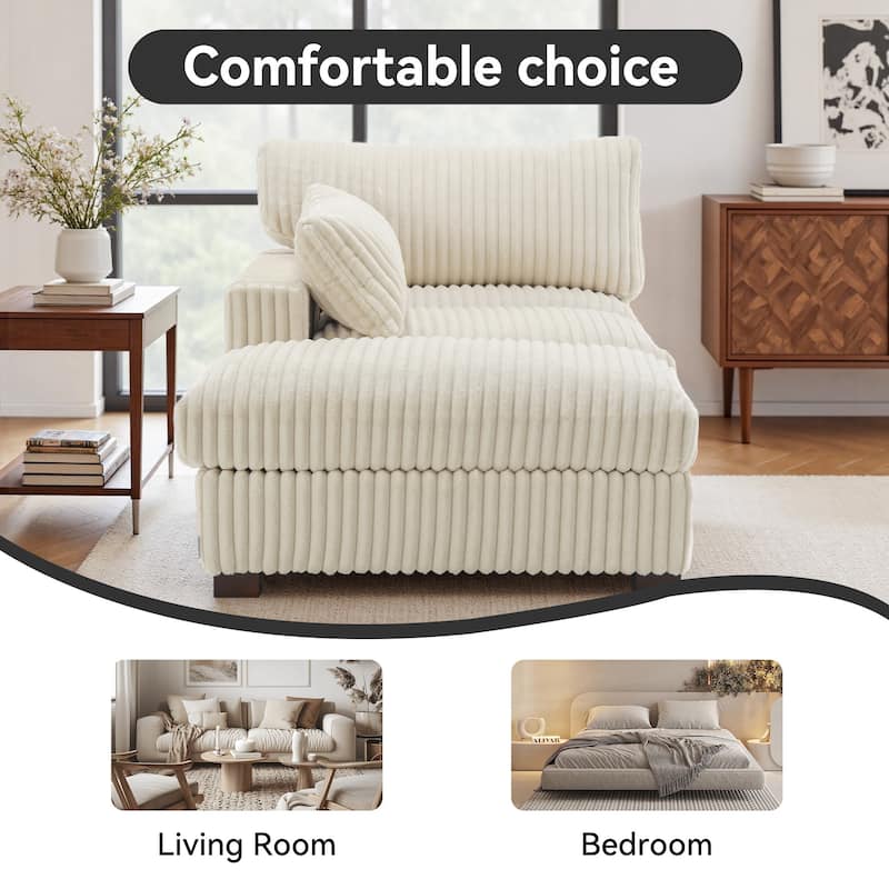 Modren Plush Upholstered Coner Chair and Ottoman Set