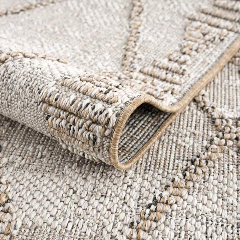 Hauteloom Butch Living Room, Bedroom Patio Outdoor Area Rug - Farmhouse - Taupe,Beige - 2' x 3'