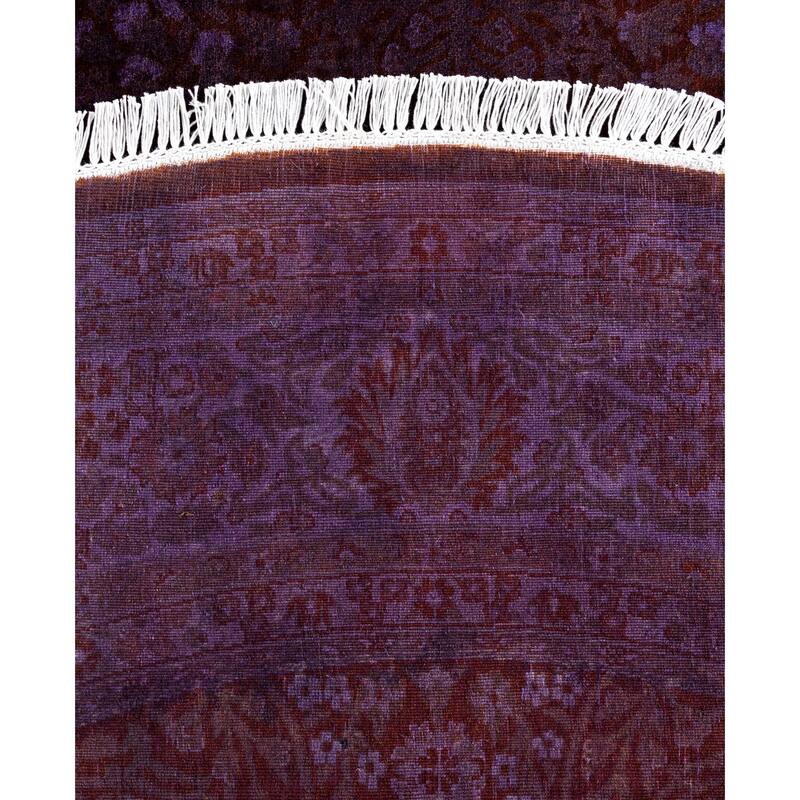 Overdyed One-of-a-Kind Hand-Knotted Round Area Rug - Purple - 6' 1" x 6' 1"