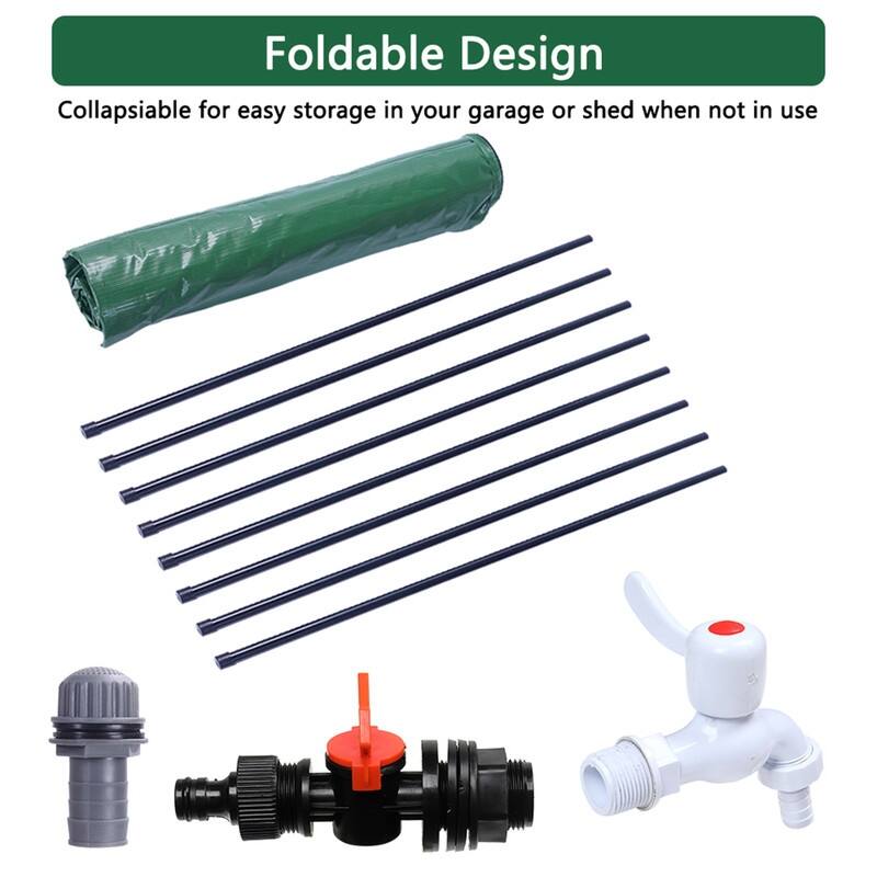 200 Gallon Green Folding Rain Barrel Water Collector - 39.3x37.7