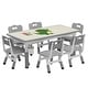 preview thumbnail 17 of 22, Kids Table and 6 Chair Set with Storage Box, Height Adjustable Toddler Table Grey - 47.2x23.6x23.6in
